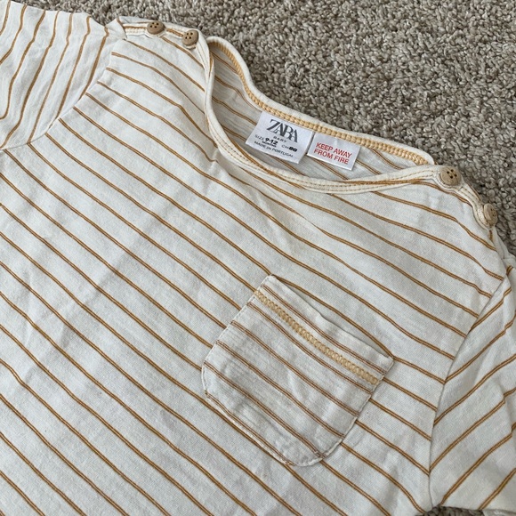 Zara baby boys striped short sleeve t-shirt tee with pocket size 9-12 months - Picture 6 of 7